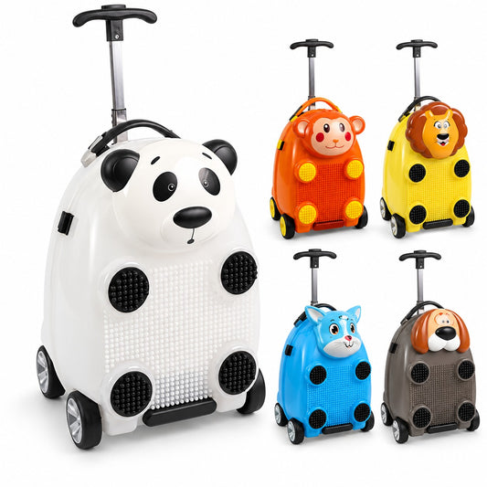 DIVCHI kids animal suitcases on wheels: panda, monkey, lion, cat and dog designs