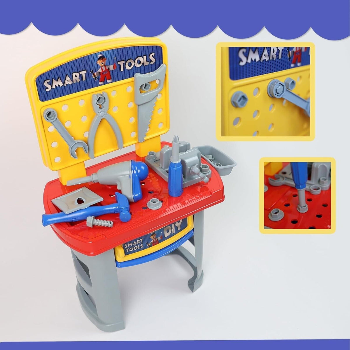 DIVCHI kids tool workbench playset with saw, wrench, pliers and drill