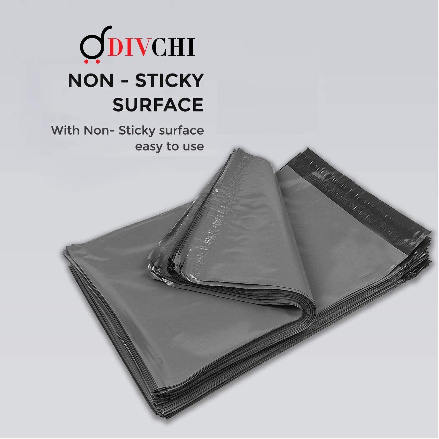 DIVCHI mailing bags with non-sticky surface feature label.