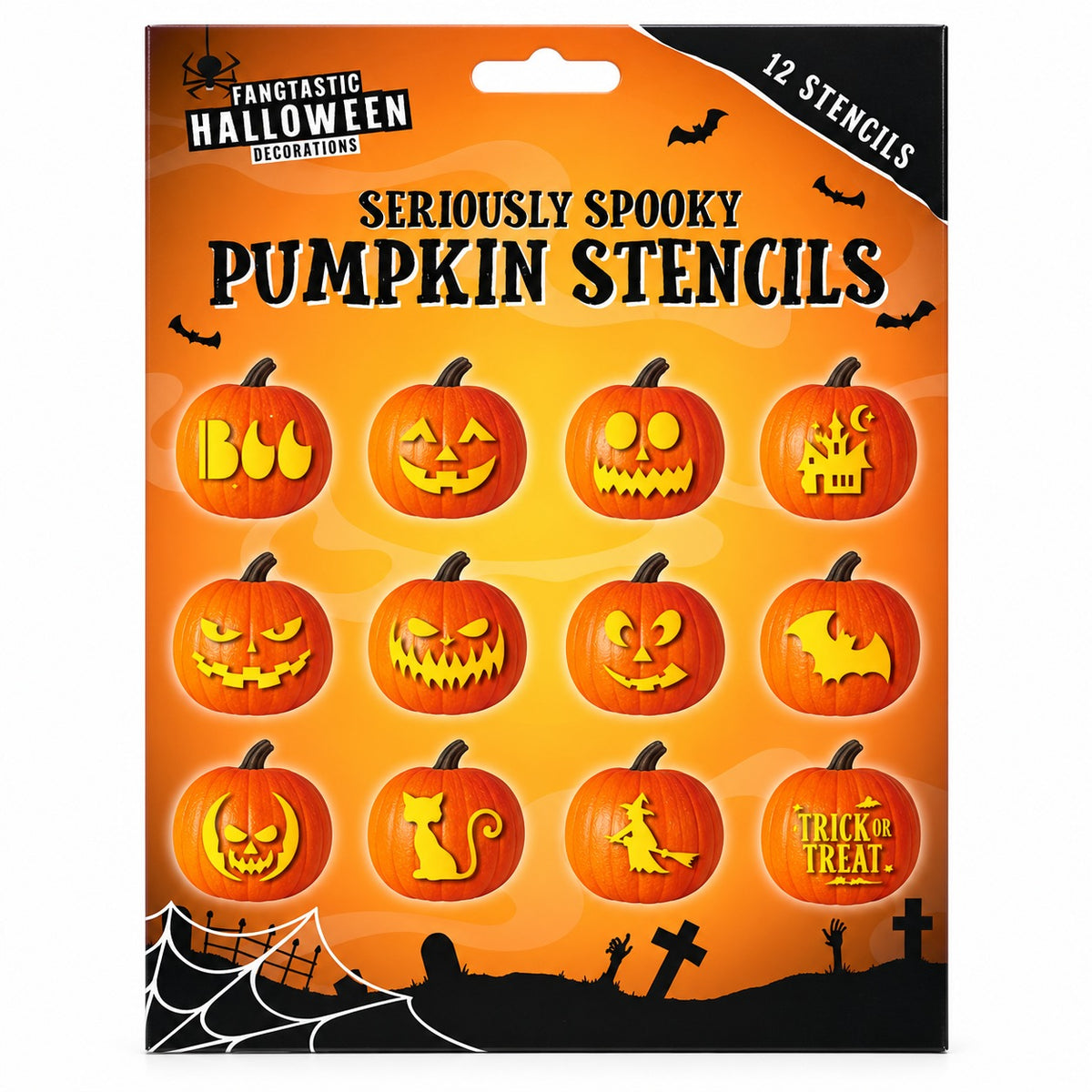 DIVCHI Seriously Spooky Pumpkin Carving Stencils – 12 Halloween designs