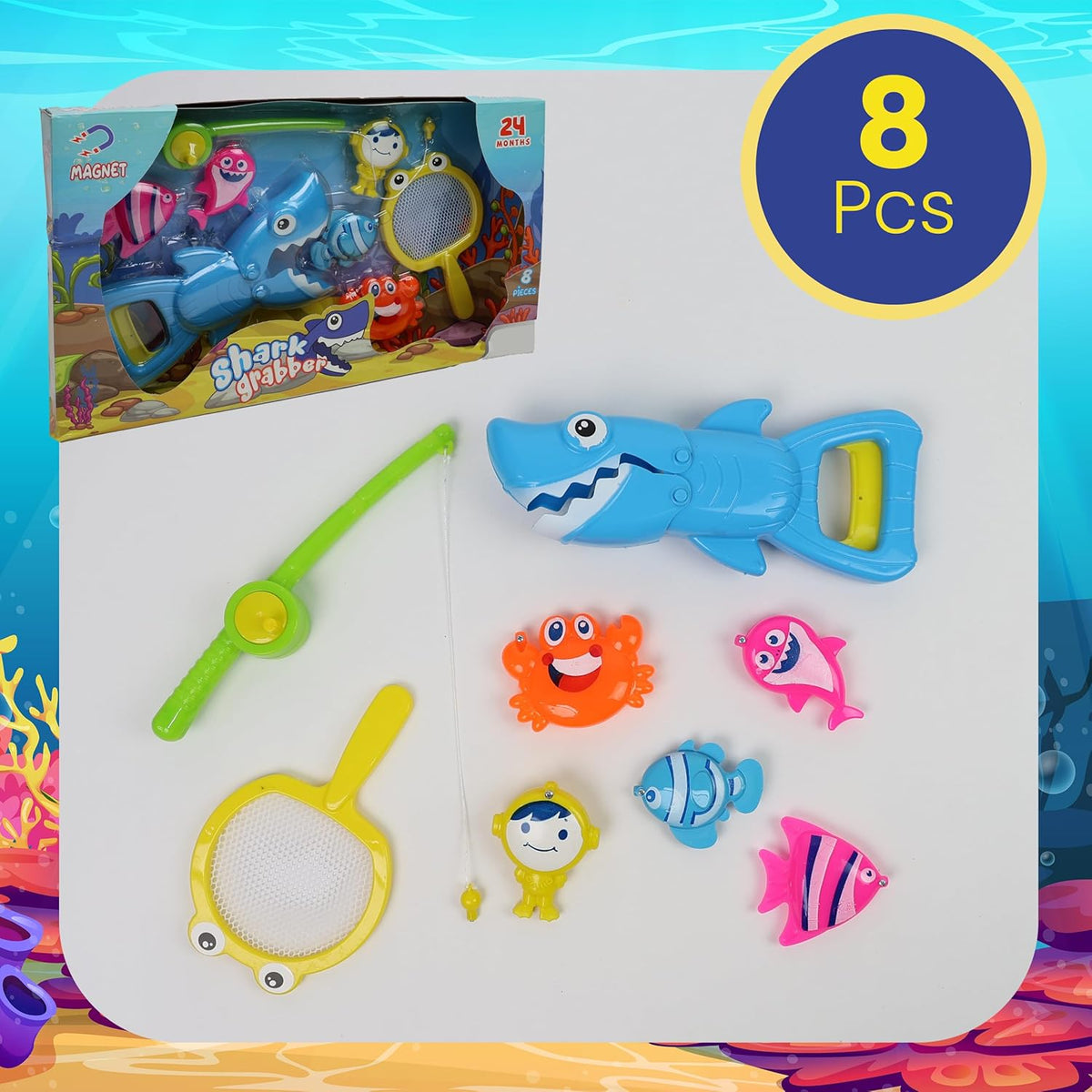 DIVCHI shark grabber fishing game 8 pieces with box