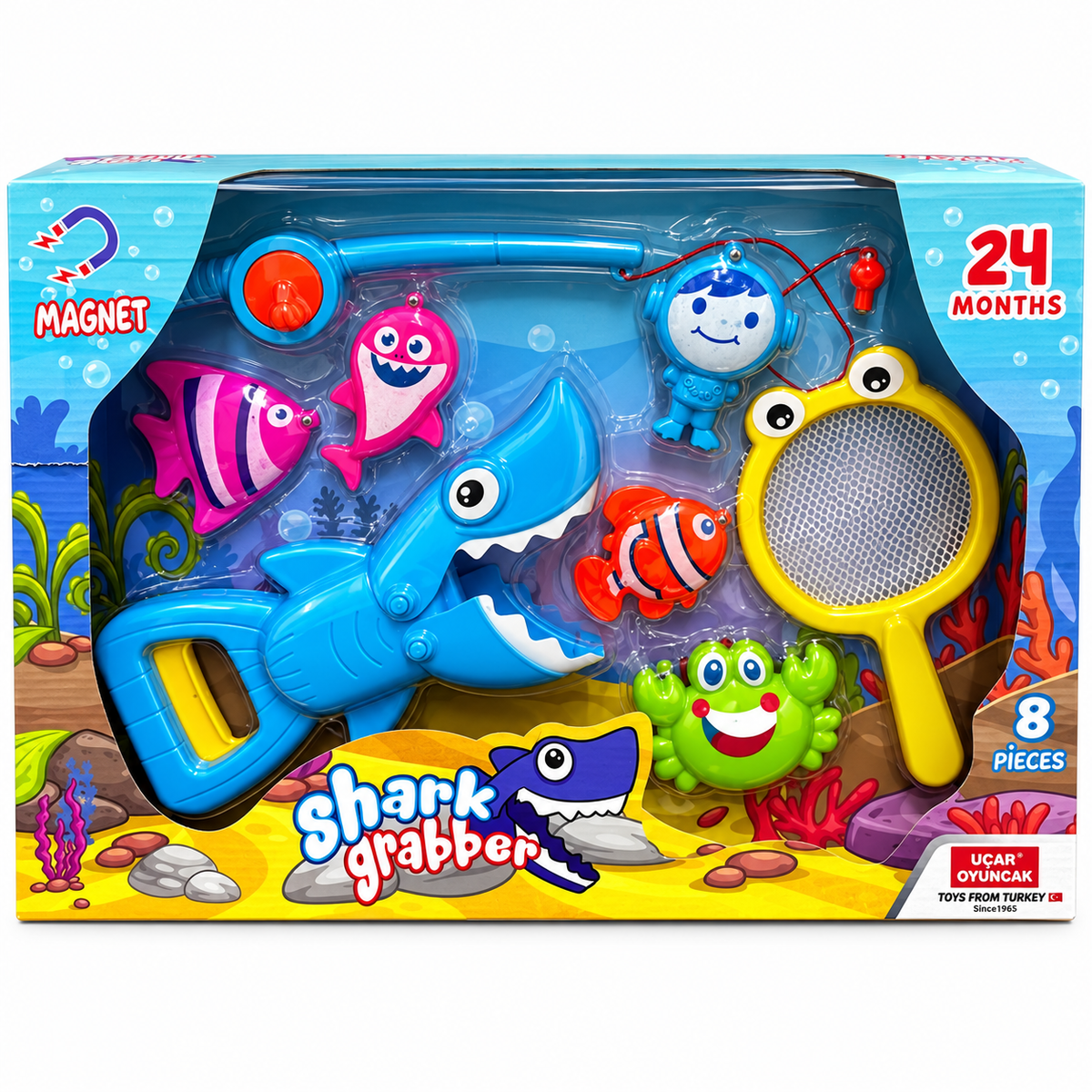 DIVCHI Shark Grabber magnetic fishing game 8 piece set in box