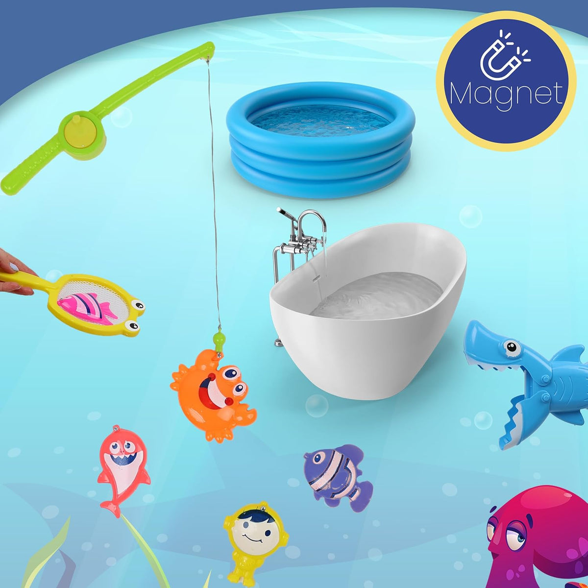 DIVCHI magnetic fishing game for paddling pool and bath play