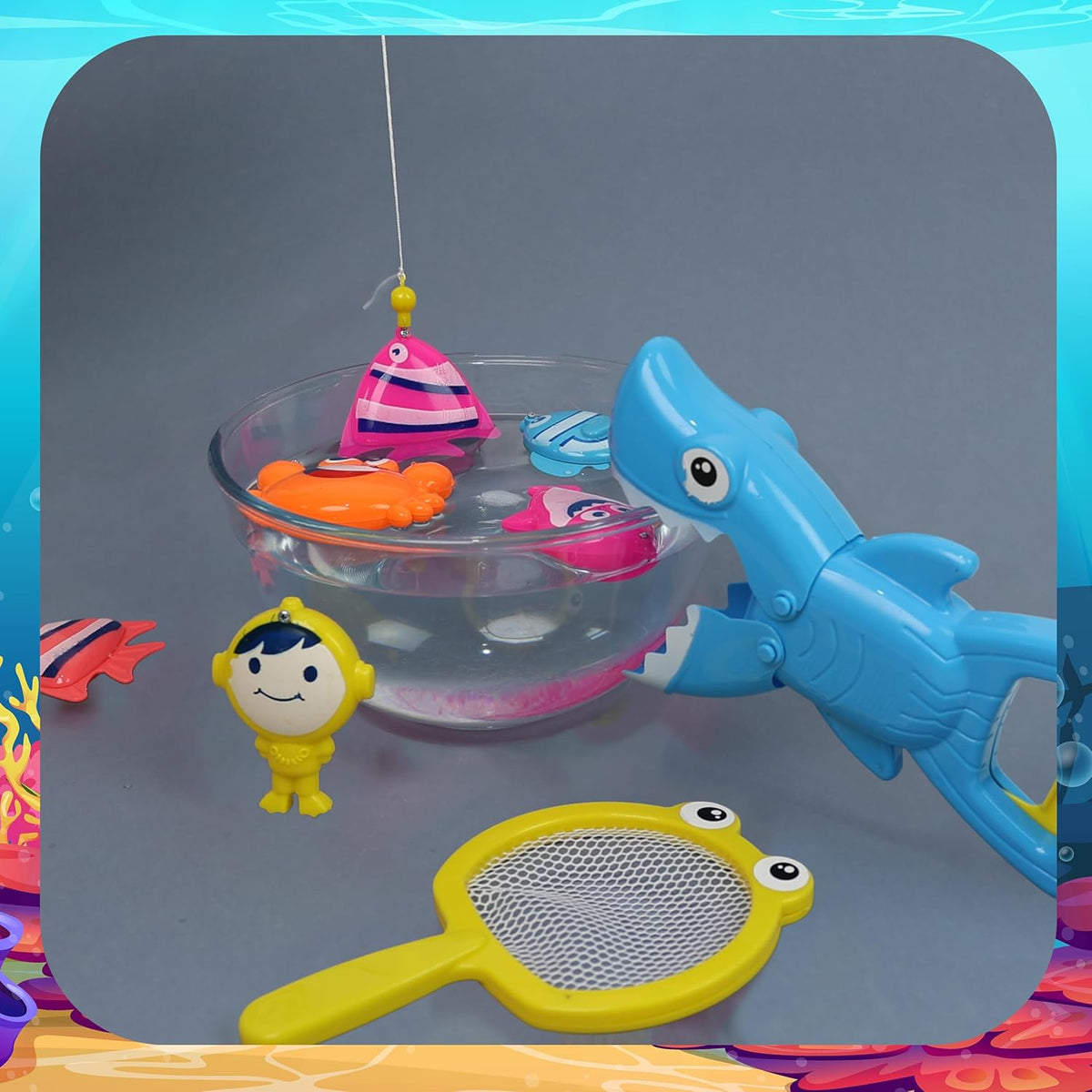 DIVCHI shark grabber fishing game for water and bath play