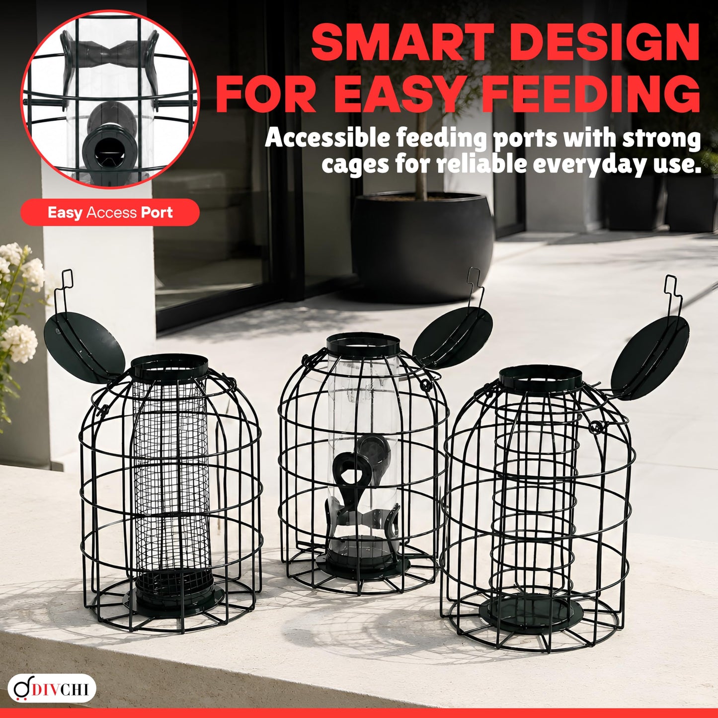 Three pack outdoor garden bird feeders by DIVCHI