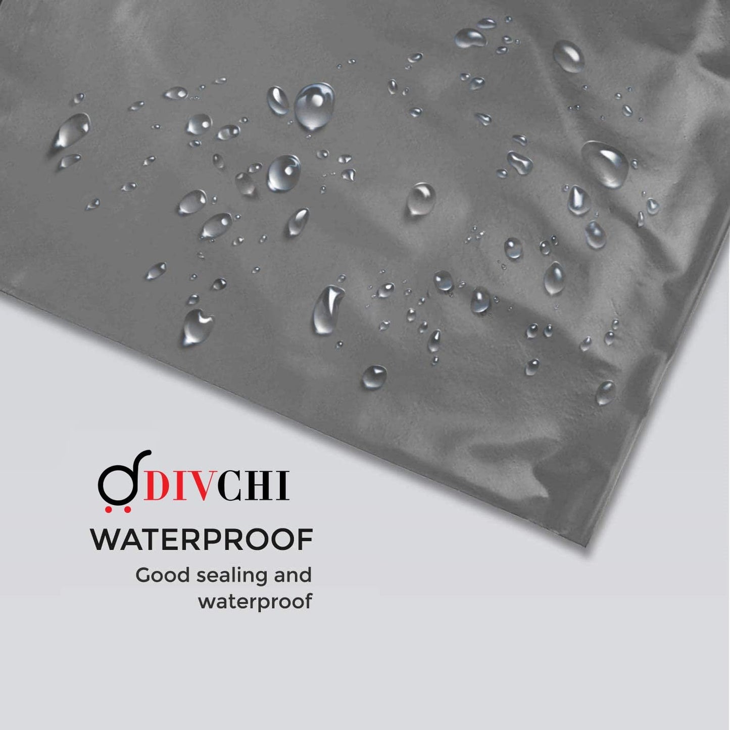 Waterproof poly mailing bag with visible water droplets.