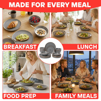 DIVCHI 16-Piece Dinner Set for 4 Ceramic Dinnerware Set