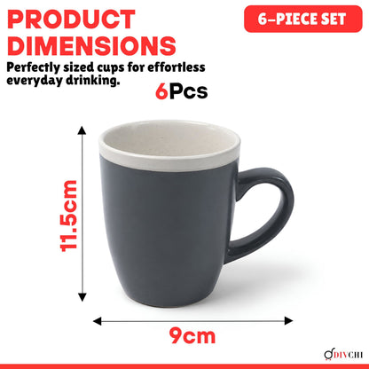 DIVCHI Coffee Mugs Set of 6 Ceramic Tea Hot Chocolate Cups