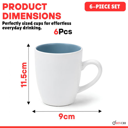 DIVCHI Coffee Mugs Set of 6 Ceramic Tea Hot Chocolate Cups