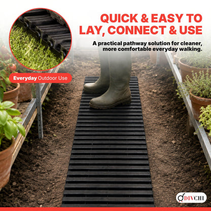 DIVCHI 1.39m Roll Out Garden Path, Durable Pathway & Grass Protection Mat | Outdoor Walkway for Lawns & Patios, Interlocking Plastic Paving Slabs