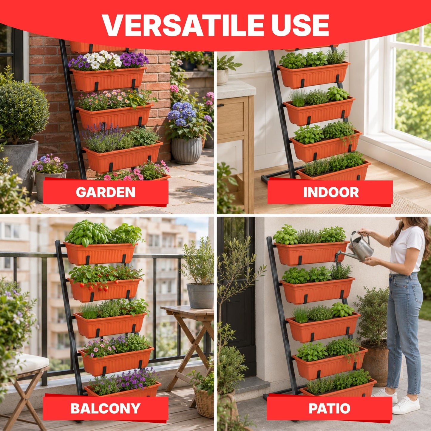 DIVCHI 5 Tier Raised Garden Bed Outdoor Plant Stand 5 Planters
