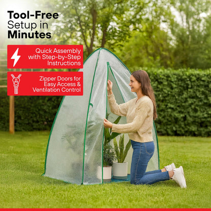 DIVCHI Dome Greenhouse for Plants Year-Round Small Grow House Weatherproof Garden Dome For Tomatos Vegetables & Plants Mini Greenhouse For Plant Protection Reinforced Cover Zipper (White)