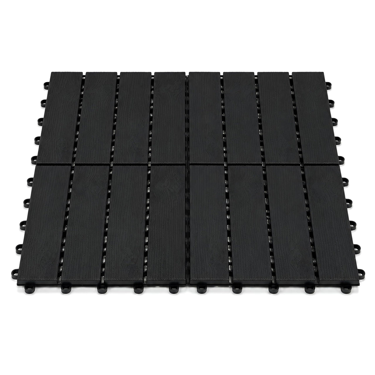 DIVCHI Composite Decking Tiles Set of 4 Interlocking Mat Outdoor Garden Deck Tiles Patio Flooring for Balcony Terrace (29.5 x 29.5 cm)