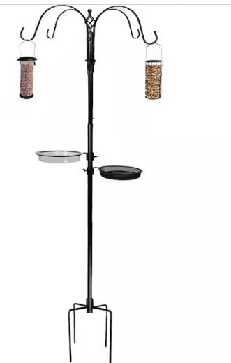 DIVCHI Bird Feeders & Hanging Station With Ground Plug 3 Tubes And 4 Hooks Feeding Pole Metal Bird Feeder Stand For Small Birds Garden Decorations (Included - Bird Feeders & Hanging Station)