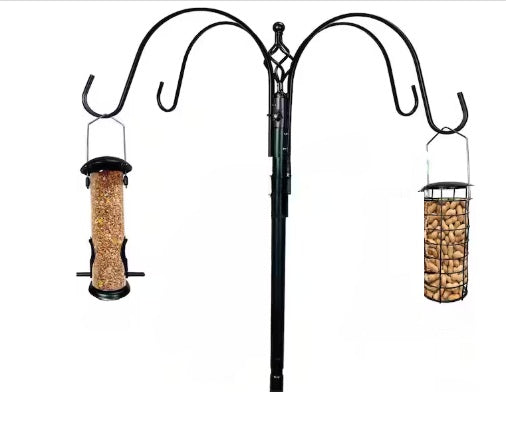 DIVCHI Bird Feeders & Hanging Station With Ground Plug 3 Tubes And 4 Hooks Feeding Pole Metal Bird Feeder Stand For Small Birds Garden Decorations (Included - Bird Feeders & Hanging Station)