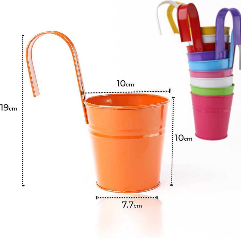 10 Pack Hanging Metal Flower Pot with Removable Handle, Garden Plants