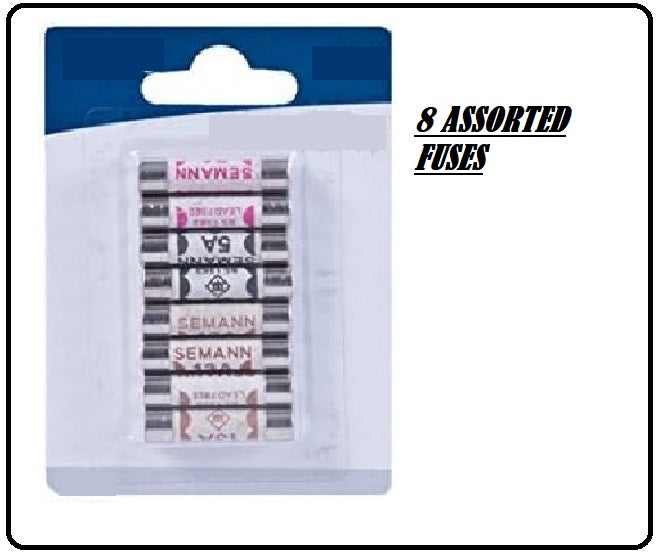 8 Assorted Household Electrical Mixed Cartridge Fuses