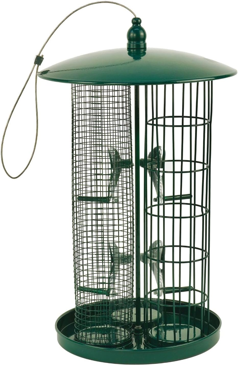 Bird Feeder for Small Wild Birds Coated Steel & Metal Seed Guard - Chew Proof 3-in-1 Triple Feeder for Seed, Nut, Suet Ball for Birds