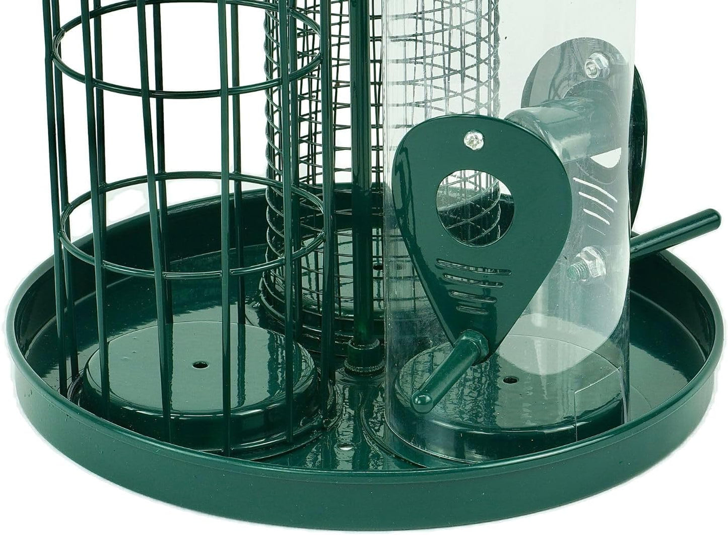 Bird Feeder for Small Wild Birds Coated Steel & Metal Seed Guard - Chew Proof 3-in-1 Triple Feeder for Seed, Nut, Suet Ball for Birds
