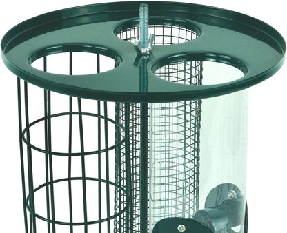 Bird Feeder for Small Wild Birds Coated Steel & Metal Seed Guard - Chew Proof 3-in-1 Triple Feeder for Seed, Nut, Suet Ball for Birds