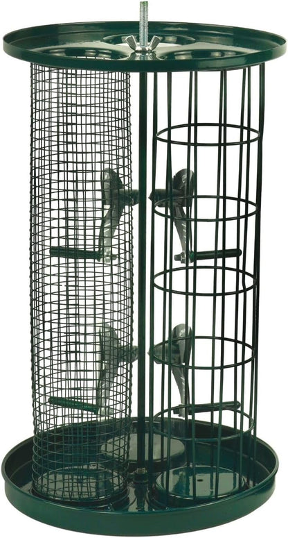 Bird Feeder for Small Wild Birds Coated Steel & Metal Seed Guard - Chew Proof 3-in-1 Triple Feeder for Seed, Nut, Suet Ball for Birds