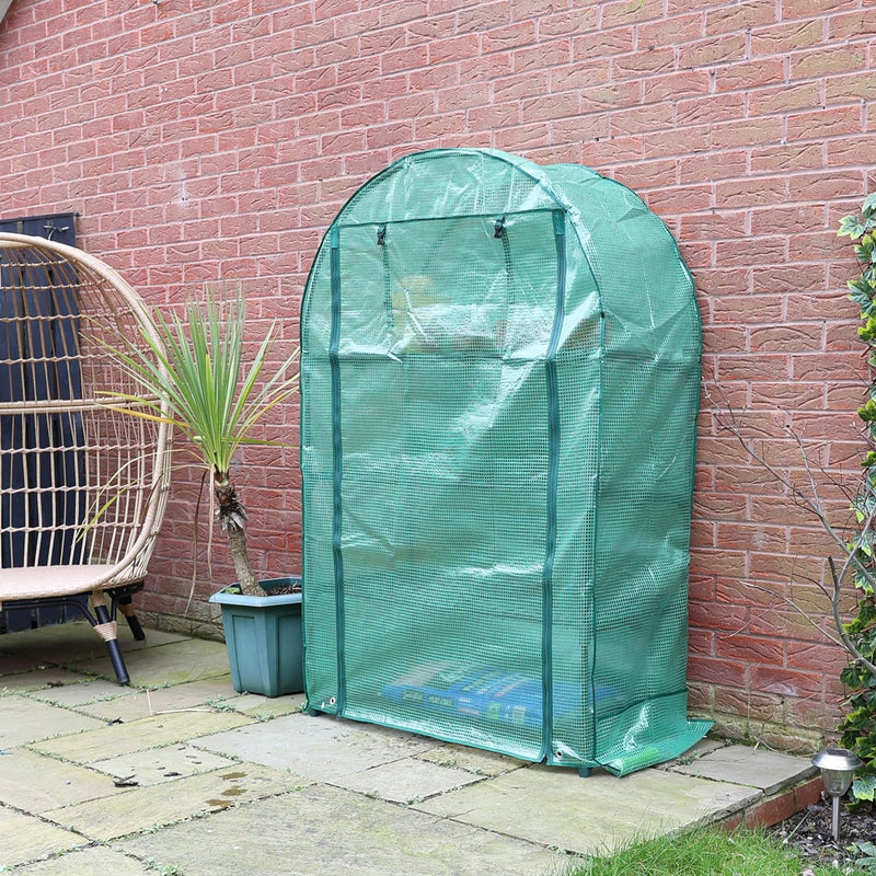4 Tier Wide Greenhouse with Frame and Roll up Zip Panel Door Perfect for Garden