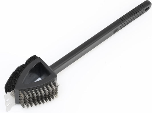 DIVCHI 3-in-1 BBQ Grill Cleaning Brush Heavy-Duty Long Handle Grates Cleaner with Scraper & Scrub Pad for Gas, Charcoal & Smoker Grills - DIVCHI