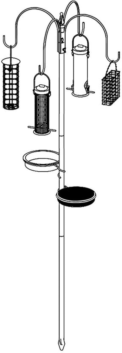 DIVCHI Bird Feeders & Hanging Station With 3 Tubes And 4 Hooks, Feeding Pole Metal Bird Feeder Stand, Feeders For Small Birds Garden Decorations (Included - Bird Feeders & Hanging Station)