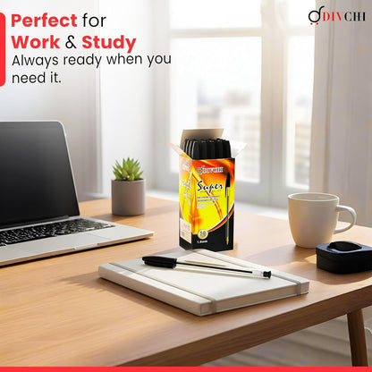 DIVCHI Black Ball Pen Pack of 50 Pens 1mm Fine Tip Quick Drying Pens Smooth Writing Professional Quality Pen for Home Office and School Use Long-Lasting Ink and Sleek Design(Black)