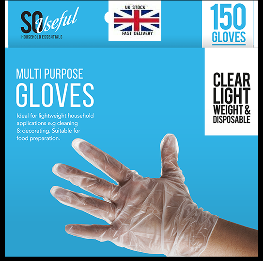 150 pack Multipurpose Transparent Plastic Disposable Safety lightweight Gloves