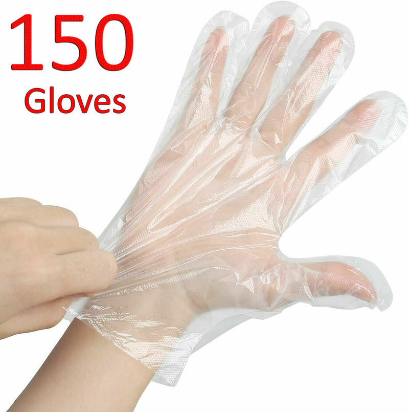 150 pack Multipurpose Transparent Plastic Disposable Safety lightweight Gloves