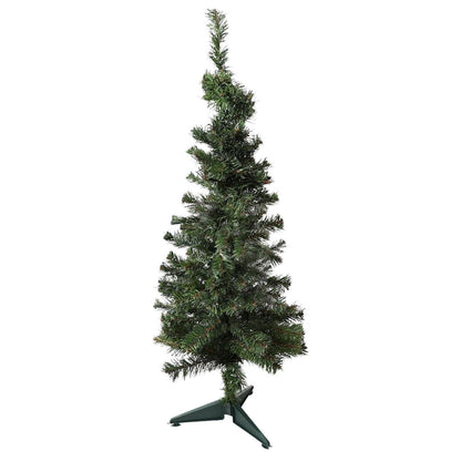 Green artificial Christmas tree on a white background