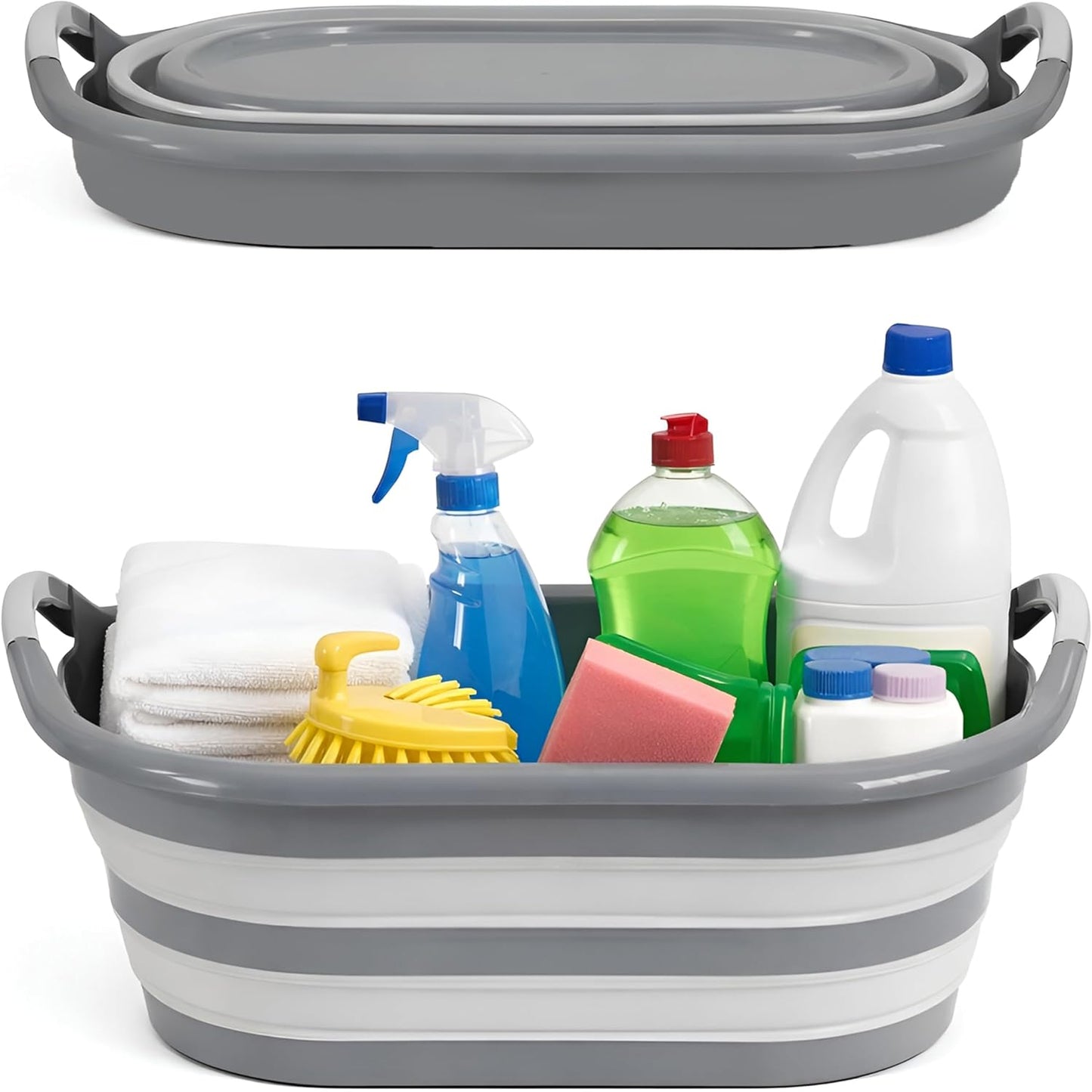 Collapsible Laundry Basket 45L - Plastic Foldable Pop Up Storage Container/Organizer - Portable Washing Tub - Space Saving Basket
