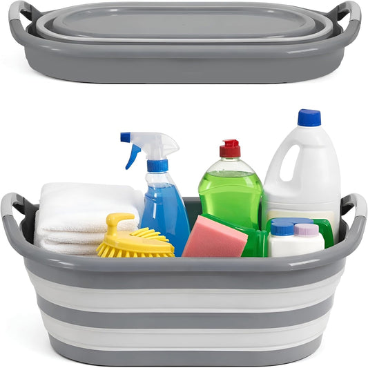 Collapsible Laundry Basket 45L - Plastic Foldable Pop Up Storage Container/Organizer - Portable Washing Tub - Space Saving Basket