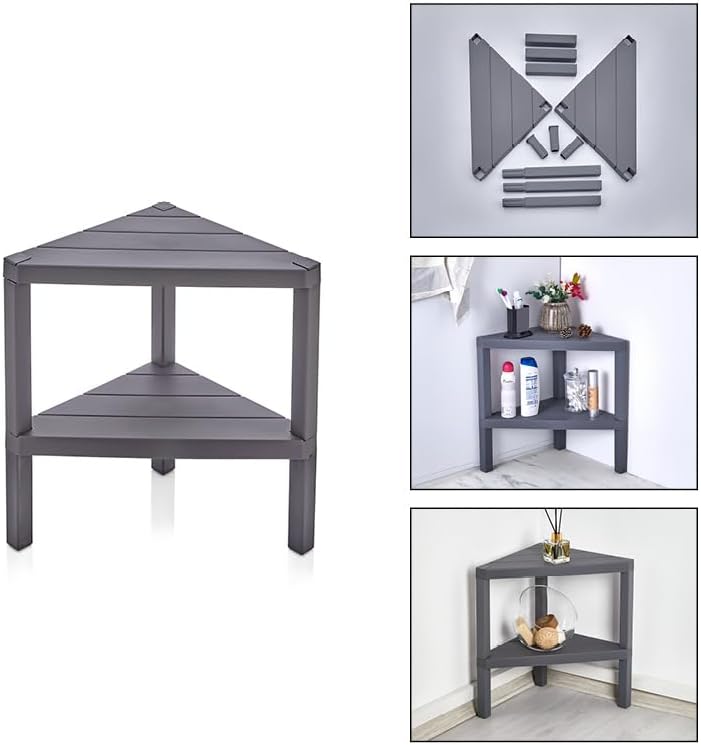 Corner Shelf Triangle Space-Saving Freestanding Shelving Unit Living Room Organiser Bookshelf - DIVCHI
