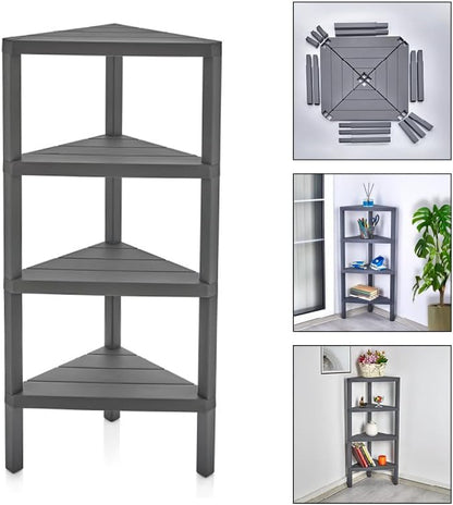 Corner Shelf Triangle Space-Saving Freestanding Shelving Unit Living Room Organiser Bookshelf - DIVCHI