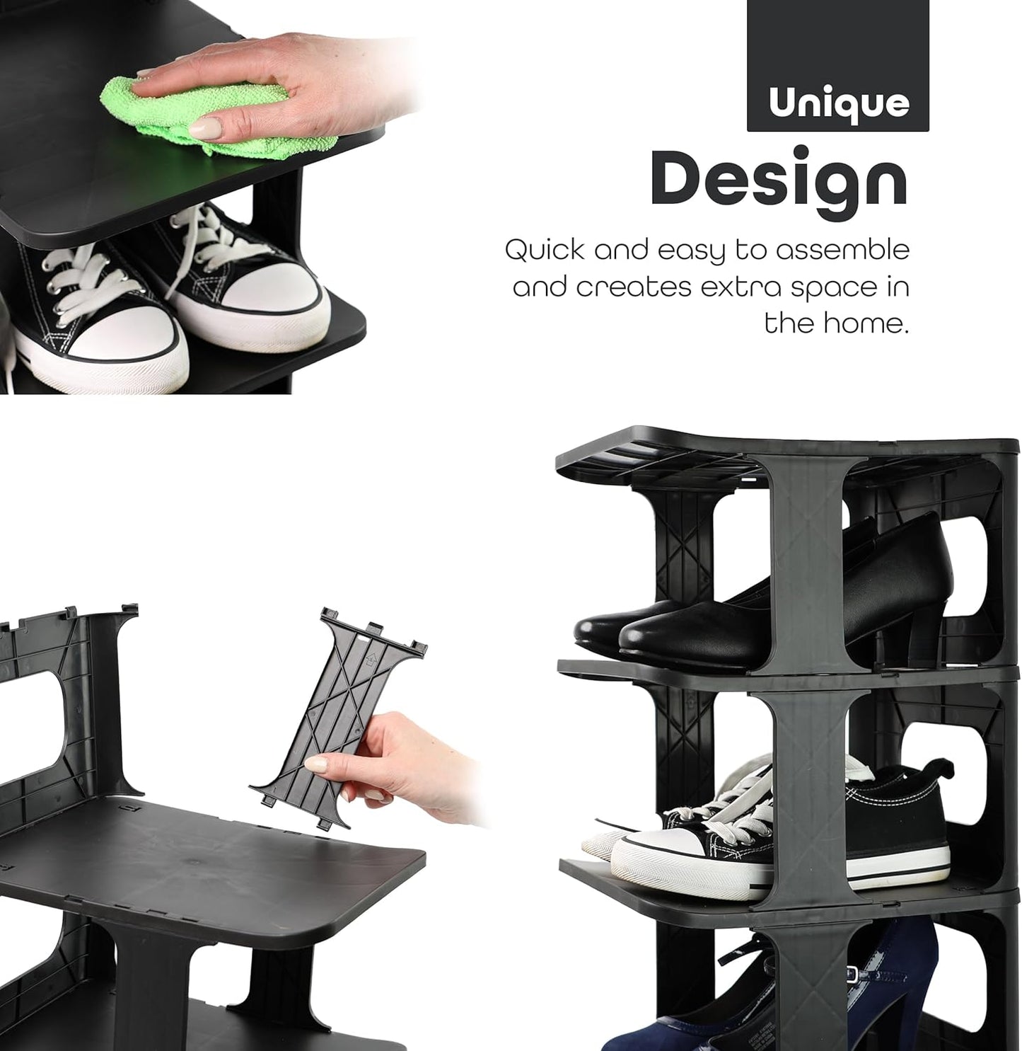 DIVCHI Shoe Rack 5 Tier Vertical Shoe Holder Stand Space-Saving Narrow Footwear Organiser Shelves For Entryway Living Room(Pack Of 2, Black)