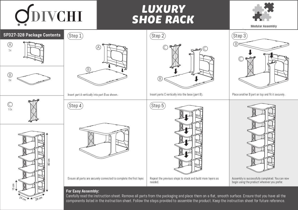 DIVCHI Shoe Rack 5 Tier Vertical Shoe Holder Stand Space-Saving Narrow Footwear Organiser Shelves For Entryway Living Room(Pack Of 2, Black)