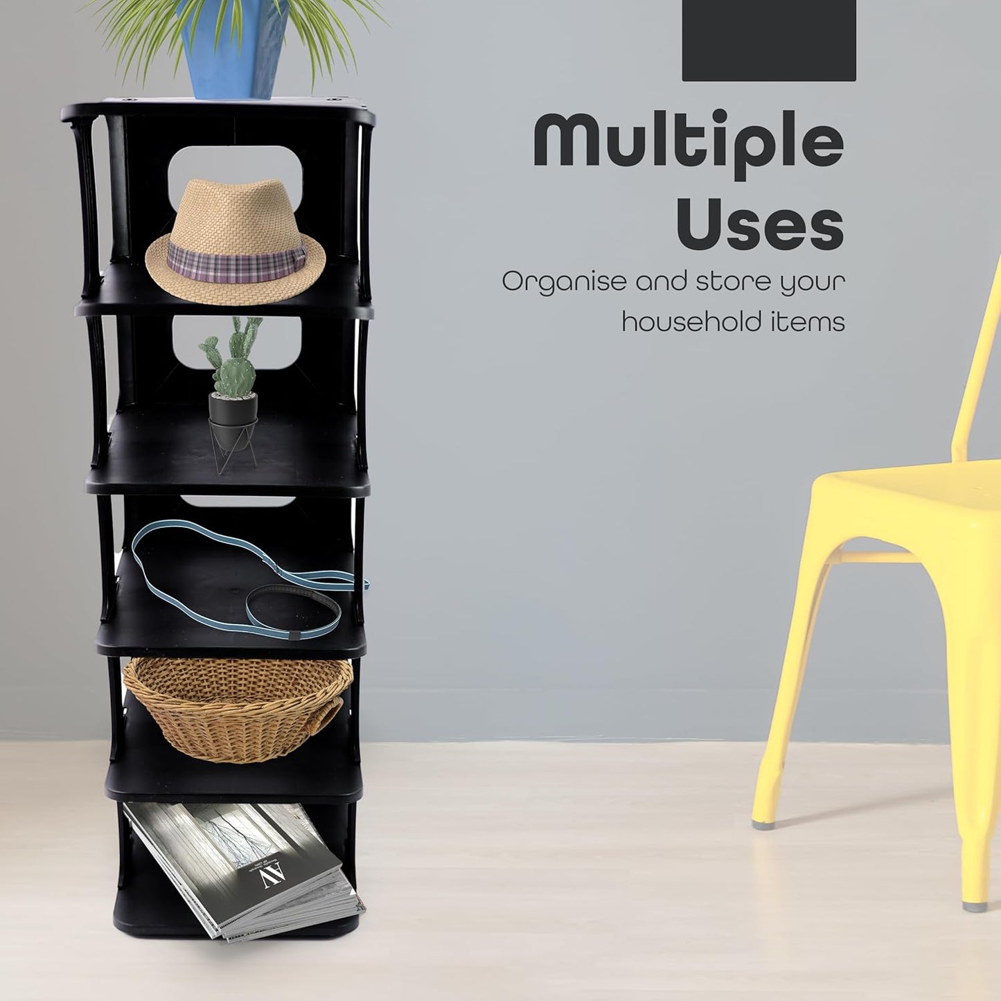 DIVCHI Shoe Rack 5 Tier Vertical Shoe Holder Stand Space-Saving Narrow Footwear Organiser Shelves For Entryway Living Room(Pack Of 2, Black)