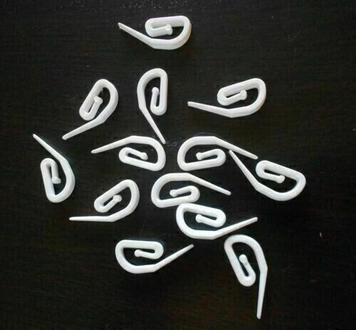 100 Pack White Plastic Curtain Hooks for Window , Door and Shower Curtain