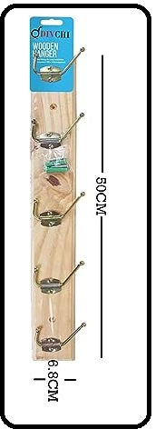 Wooden Coat Hanger, 5 Hooks Solid Wood Wall Dual Coat Hangers Rack Durable Robe Hat Clothes Hooks