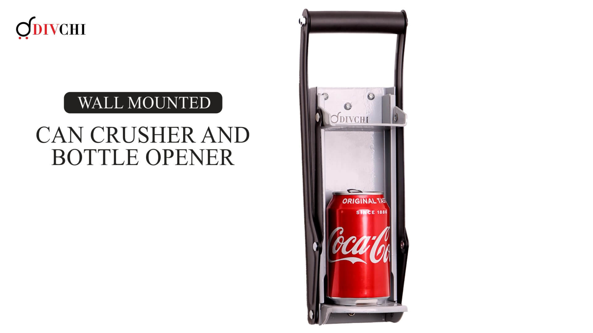 EZ Crush Wall Mount Can Crusher - 12oz Aluminum Pop Beer Can Recycler With Bottle Opener