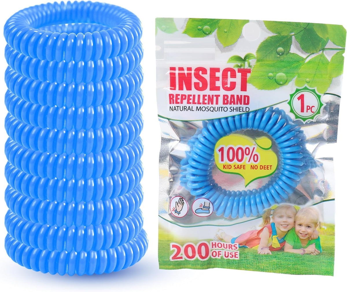Mosquito Repellent Bracelet Bands Natural Waterproof Deet Free Anti Insect Bug Wristbands for Adults & Kids (Pack of 10) - DIVCHI