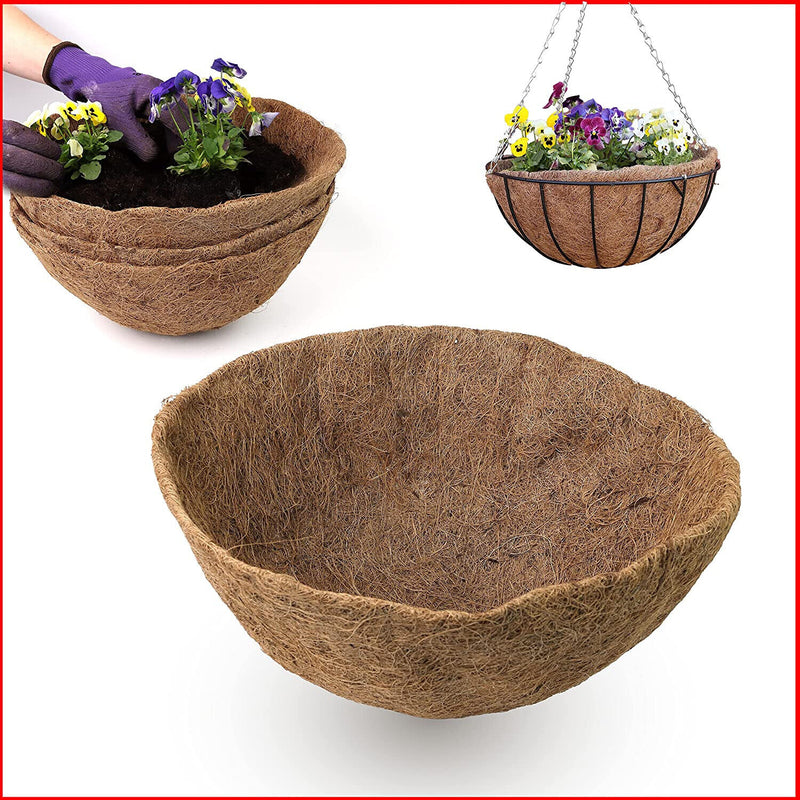 DIVCHI 4 Pack Natural Coco Fiber Liners for Round and Trough Hanging Baskets