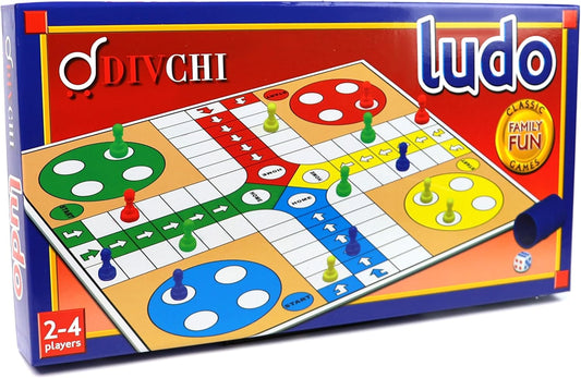 Ludo Game - Traditional Ludo Board Game Set for Kids & Adults Indoor Fun - 1 x Folding Ludo Board, 16 x Ludo Counters, 1 x Dice, 1 x Shaker - Indoor Games - DIVCHI