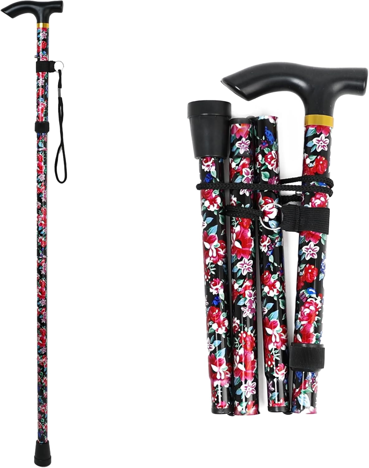 DIVCHI Folding Walking Sticks, Adjustable Height And Portable Collapsible Balancing Ladies Walking Aid, Travel Walking Cane for Women & Men Elderly Adults & Disabled - DIVCHI