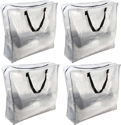 DIVCHI 4 Pack Storage Bags Packing Organizer with Zips And Handles Moving Bags For Moving Clothes Bedding Duvet Toys, Under Bed, Laundry Storage Packing Boxes