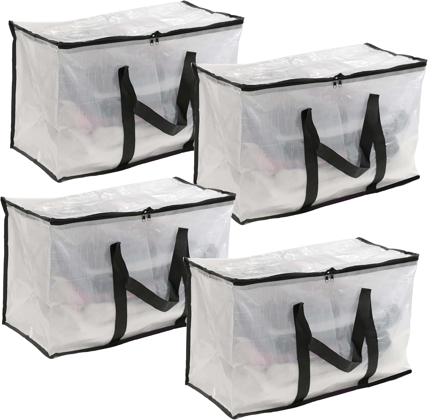 DIVCHI 4 Pack Storage Bags Packing Organizer with Zips And Handles Moving Bags For Moving Clothes Bedding Duvet Toys, Under Bed, Laundry Storage Packing Boxes - DIVCHI