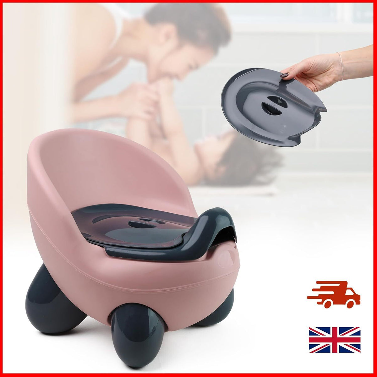 Toilet Training Seat with Non Slip Feet Splash Guard High Back Seat & Removable - DIVCHI