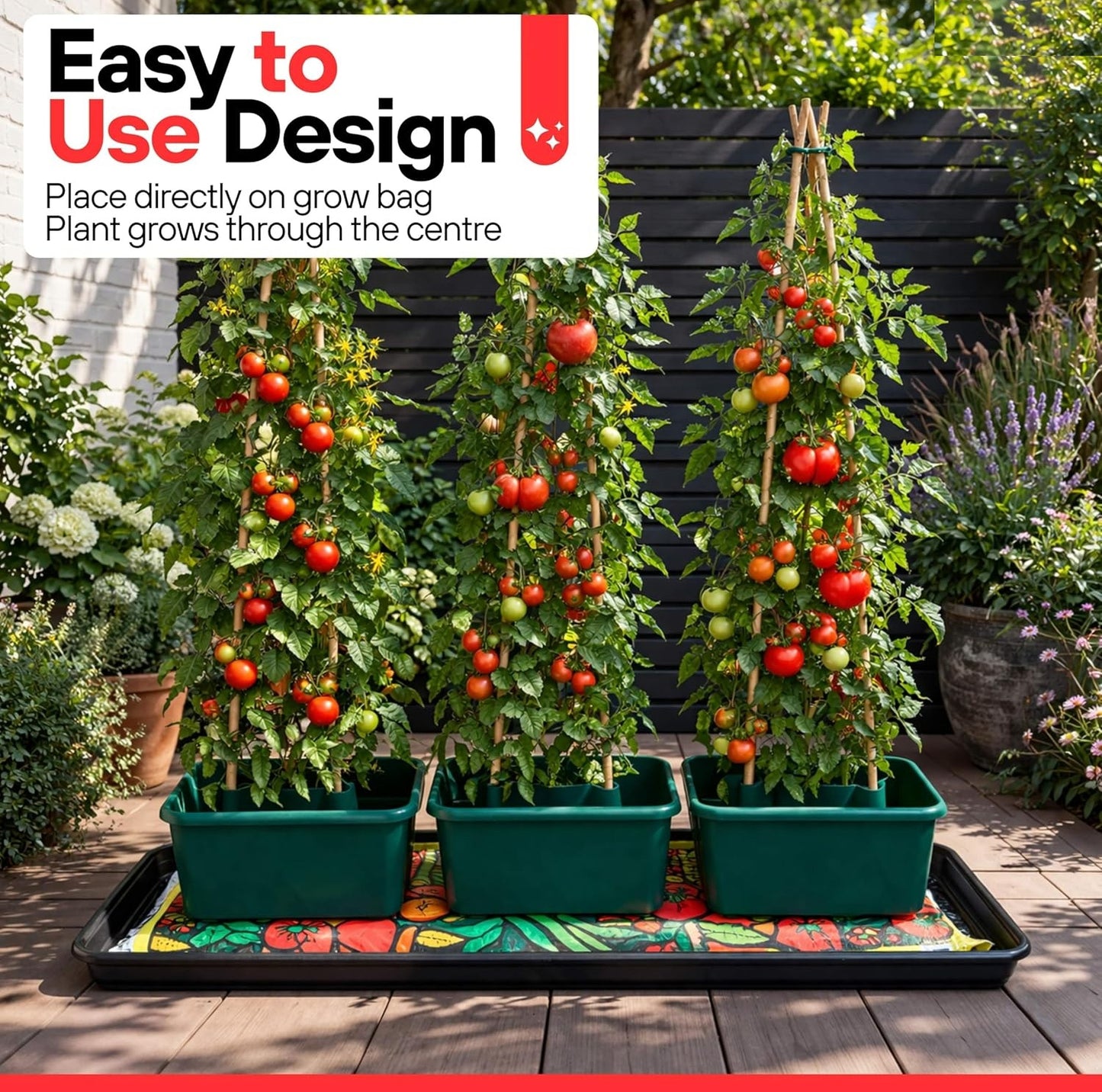 Pack of 6 Green Tomato & Vegetable Grow Bag Watering Pots  for Tomatoes, Strawberries & Herbs